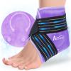 Atsuwell Ankle Ice Pack Wrap, Reusable Gel Ice Cold Packs for Ankle Foot Heel, Foot Ice Wrap with Soft Plush Lining, Cold Compress Therapy for Soothing Discomfort, Purple view 1