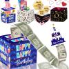 Birthday Money Box for Cash Gift Pull, Surprise Money Roll Gift Box with Pull Out Card and 30 Transparent Bags DIY Set, Funny Ways to Give Money as Gift for Parents, Lovers, Friends (Blue) view 1