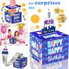 Birthday Money Box for Cash Gift Pull, Surprise Money Roll Gift Box with Pull Out Card and 30 Transparent Bags DIY Set, Funny Ways to Give Money as Gift for Parents, Lovers, Friends (Blue) view 4