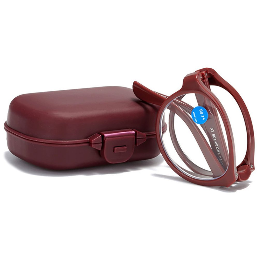 ALKAHE Folding Blue Light Blocking Reading Glasses Women Men Oval Cat eye Plastic Spring Hinge Reader Eyeglasses with Case Red 2.5