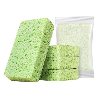 10 Pack Premium Natural Wood Pulp Cotton Cleaning Sponge Wipe Fast Scrub Dishes Kitchenware Pot Ceramic Bowl Plates Stainless Steel Cleaninng Non-Scratch Wash Dishes Sponge (10, Light Green)