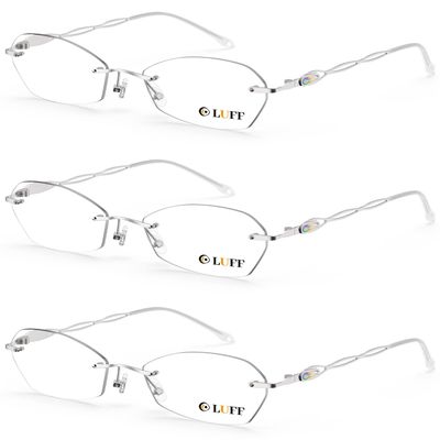 LUFF Rimless Reading Glasses For Women 3.25 | 96% Blue Light Blocking | Lightweight 16g Metal Frame | Computer Readers for Eye Strain Relief | 4 Colors
