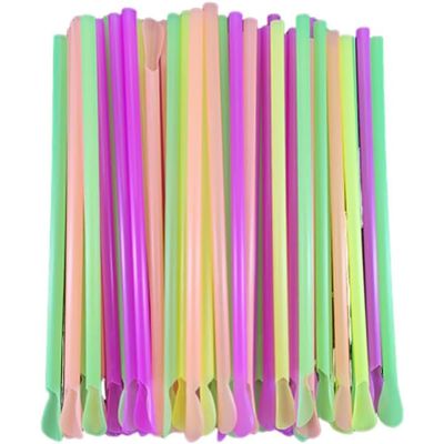 200 Pcs Snow Cone Straws Spoon Plastic Drinking Straws With Spoons Disposable Slushie Straws For Milkshakes Shaved Ice