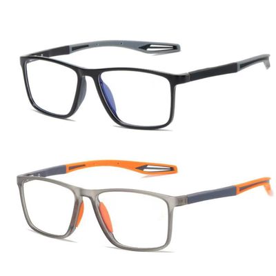 2 Pack Reading Glasses for Men, Sports Ultra-Light Blue Light Blocking Readers (Orange+Gray, 2.5, x)