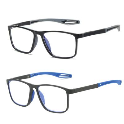 2 Pack Reading Glasses for Men, Sports Ultra-Light Blue Light Blocking Readers (Gray+Blue, 1.5, x)
