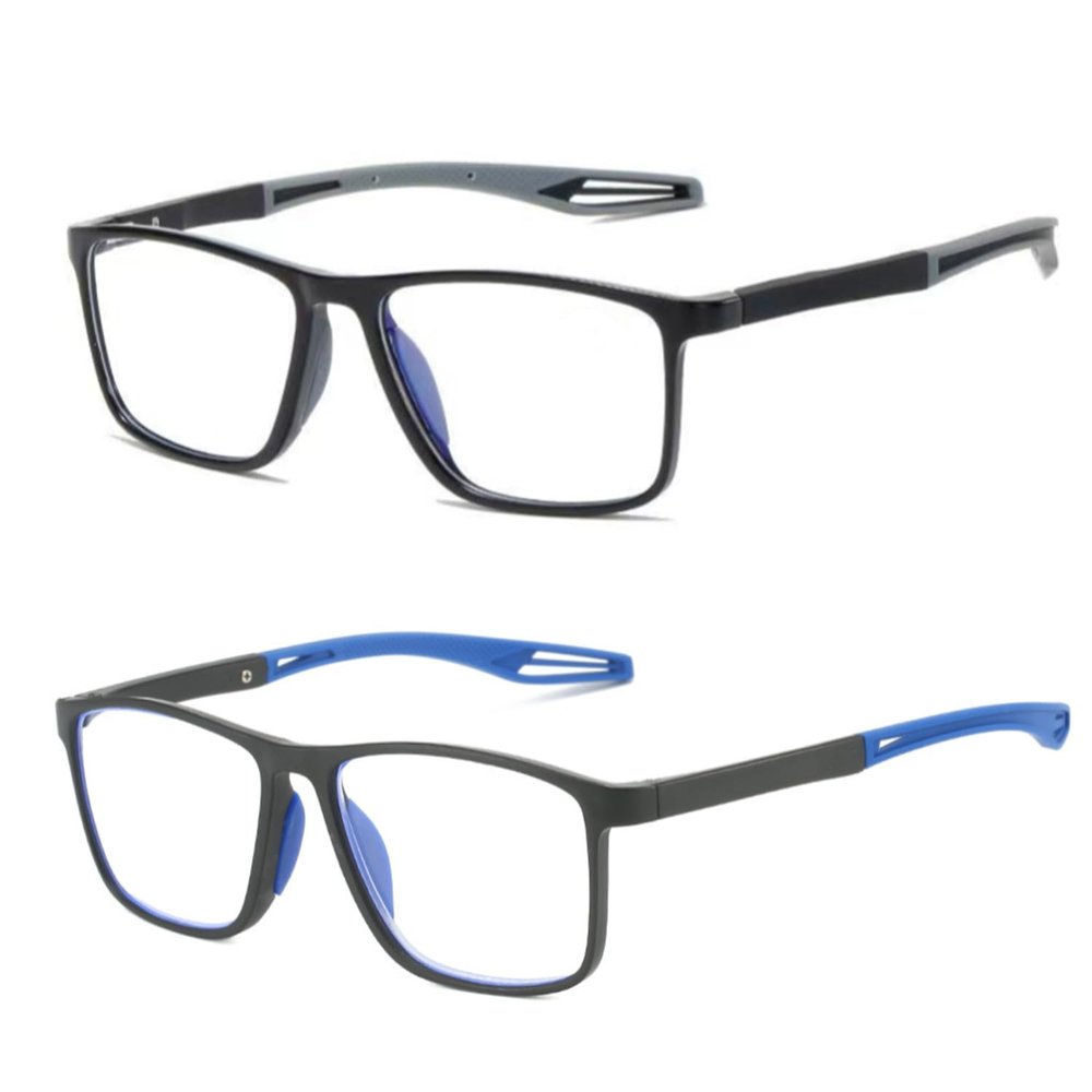 2 Pack Reading Glasses for Men, Sports Ultra-Light Blue Light Blocking Readers (Gray+Blue, 1.5, x)