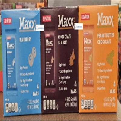 Generic Elevation Maxx Bar Blueberry, Chocolate Sea Salt, Peanut Butter Chocolate, 7.3oz 208g (Three Boxes)