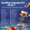 25-in-1 Sea Moss Black Seed Oil Ashwagandha Ginger Shilajit Supplement, Sea Moss Capsules Pro with Bladder Burdock Ceylon Cinnamon Berberine ACV Manuka VIT C & D3 for Men Women, 120 Vegan Caps view 2