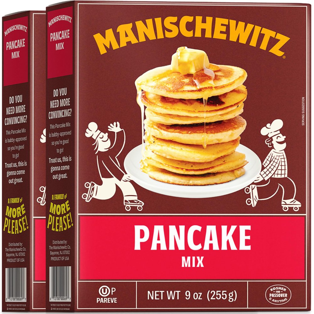 Manischewitz Pancake and Waffle Mix, 9oz (2 Pack) Kosher including Passover, Easy Prep!