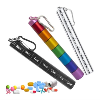SNIME Pill Dispenser Pill Holder, Portable Pill Box Keychain, Travel Pill Tube,Waterproof Aluminum Alloy 7 Days Medicine Organizer (Color : Pack of 3)