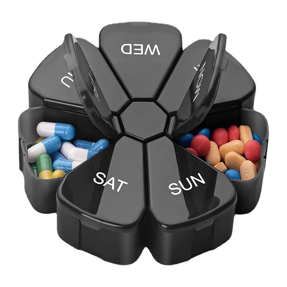SNIME Pill Dispenser Pill Holder, Am/Pm Weekly Pill Organizer Travel, BPA Free Day Night Pill Carrier for Daily Home Outdoors (Size : 7 grids)