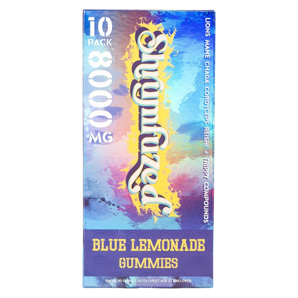 Shrumfuzed Proprietary Nootropic Gummy 8000mg - Lion's Mane, Reishi, Chaga, and Cordycep Nootropic Tripee Mushroom Blend (10, Blue Lemonade)