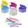 AmeriCan Goods 6/Pk Premium Probath Assorted Denture Bath Box with 6/Pk Mini Denture Brushes Clean & Care Denture Bath Case Cup with Brushes view 1