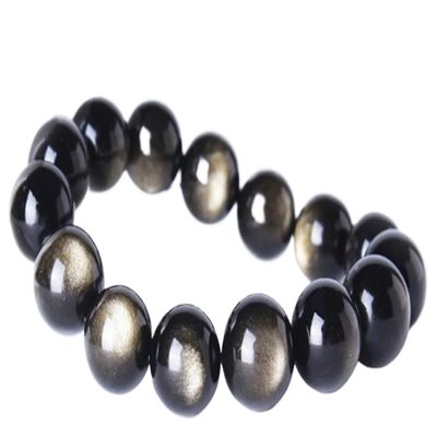 Crystal Bracelet,Black Obsidian Bracelet , Piyao Bracelet Natural Golden Obsidian Black Obsidian Amulet Bracelet Ward Off Evil Spirits for Men Metaphysical Jewelry,beads,12mm ( Color : Beads_8mm )