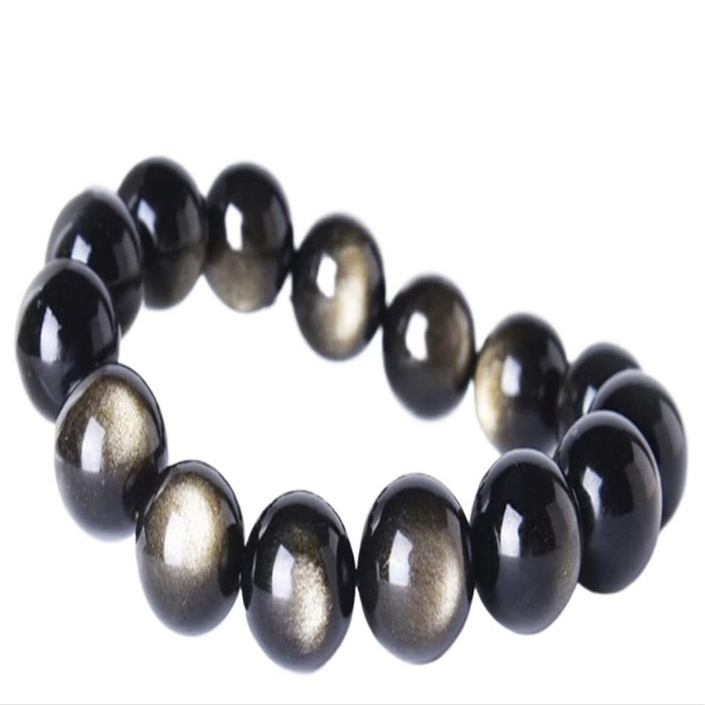 Crystal Bracelet,Black Obsidian Bracelet , Piyao Bracelet Natural Golden Obsidian Black Obsidian Amulet Bracelet Ward Off Evil Spirits for Men Metaphysical Jewelry,beads,12mm ( Color : Beads_8mm )