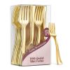 100 Pack Gold Mini Forks - 4 Inch Dessert Forks - Heavy duty Mini Forks For Appetizers, Tastings, Cocktails, Dessert Cups, BPA Free Small Gold Forks view 1