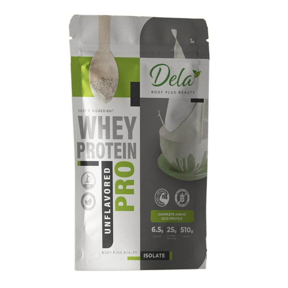 Dela Body plus Beauty Whey Protein Isolate 30g per Serving (Net Weight 500g) Gluten Free (1.1 lbs) Non-GMO Chain Amino Acids (BCCA)