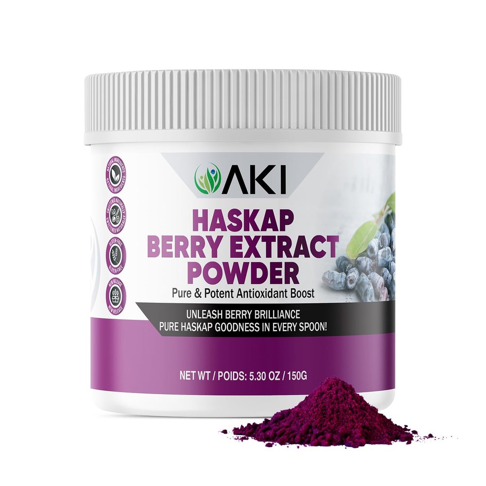 AKI Haskap Berry Extract Powder - Rich in Antioxidants, Vitamin-C & Polyphenols - Extracted from Quality Dried Berries - No Added Artificial Flavors & Coloring - Boosts Energy Level (5.30Oz/150g)