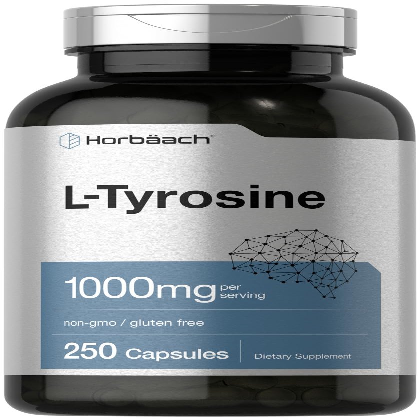 Horbach L-Tyrosine Supplement | 1000mg | 250 Capsules | Non-GMO and Gluten Free Formula