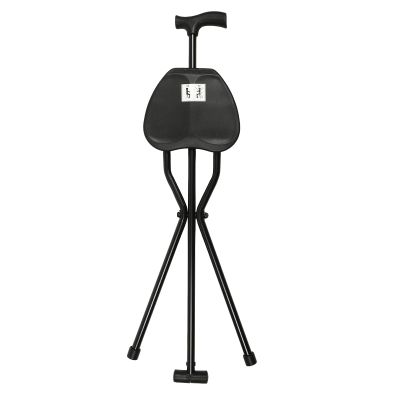 2-in-1 Walking Cane with Seat Portable Walking Cane Walking Stick Aluminum Alloy Folding Cane with Seat Lightweight 2.16 Lbs Black