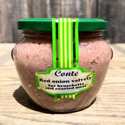 Conte Gourmet Red Onion Velvety Spread - Perfect for Bruschetta, Artisan Recipe from Calabria Italy, Elevate Your Appetizers & Snacks - Jar, 190 g (6.7 oz)