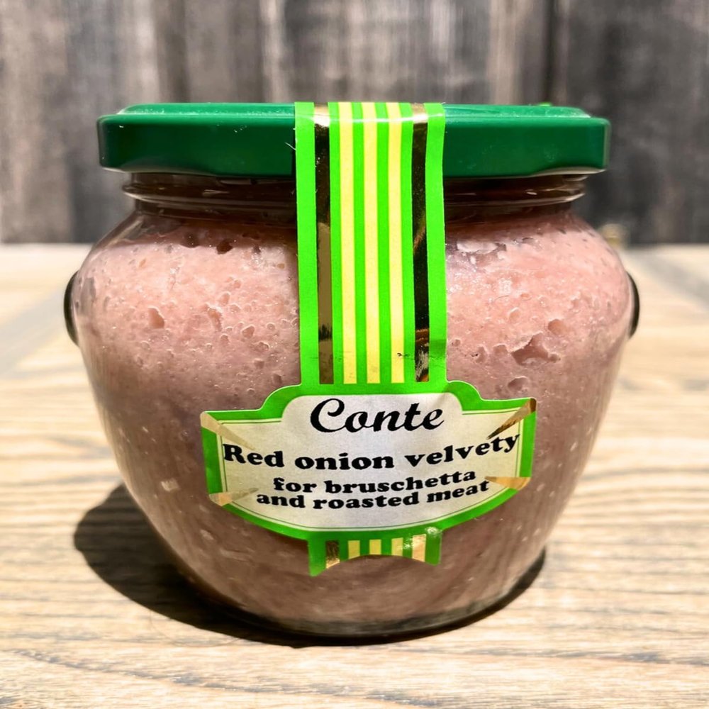 Conte Gourmet Red Onion Velvety Spread - Perfect for Bruschetta, Artisan Recipe from Calabria Italy, Elevate Your Appetizers & Snacks - Jar, 190 g (6.7 oz)