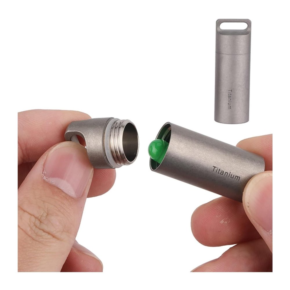 Pill Dispenser Titanium Pill Holder Keychain,Waterproof Travel Portable Pill Container Cases,Outdoor EDC Emergency Medicine Storage (Size : Style 8)