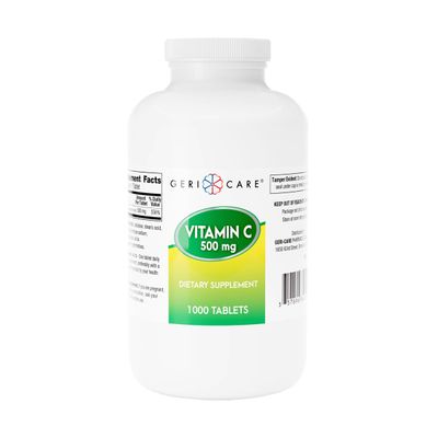 GeriCare Vitamin C 500 mg, Antioxidant, Immune System Support, Nutritional Supplement Tablets, 1000 Count (Pack of 1)
