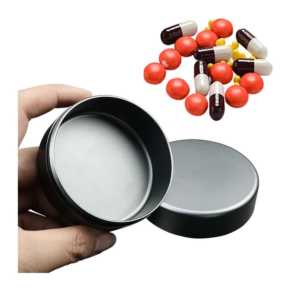 SNIME Pill Dispenser Pill Holder, Pill Organizer Airtight Pill Box, Pocket Pill Case Metal Medicine Storage Bin for Daily Travel Outdoor (Size : L)