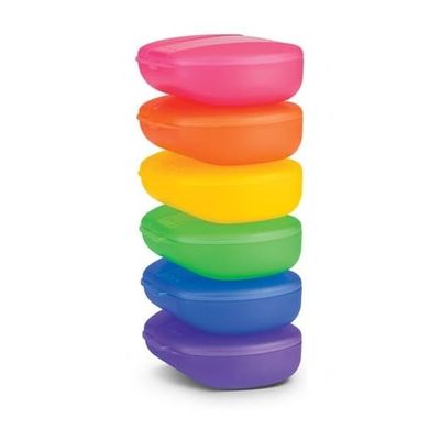 AmeriCan Goods Tropical Color Retainer Box Denture Bath Mouth Guard Case Air Vent Holes Orthodontic Storage Container Multicolor Boxes (6)