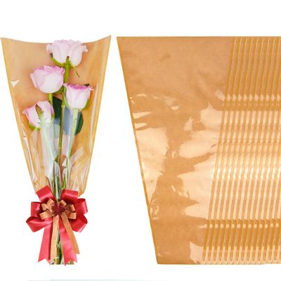 100 Pack flower bags for bouquets, flower bouquet wrapping paper, bouquet bags Kraft floral wrapping paper, Flower Sleeves Wrapping Bags Perfect for Mother's Day, Wedding (9.8in x 18in x 3.9in)