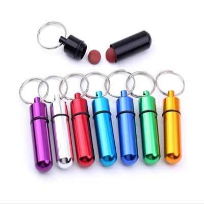 SNIME Pill Dispenser Pill Case Keychain, Aluminum Alloy Pill Holder, Portable Medicine Vitamin Tablet Organizer, BPA Free Metal EDC Pendant Pill Box (Size : 7 pcs)