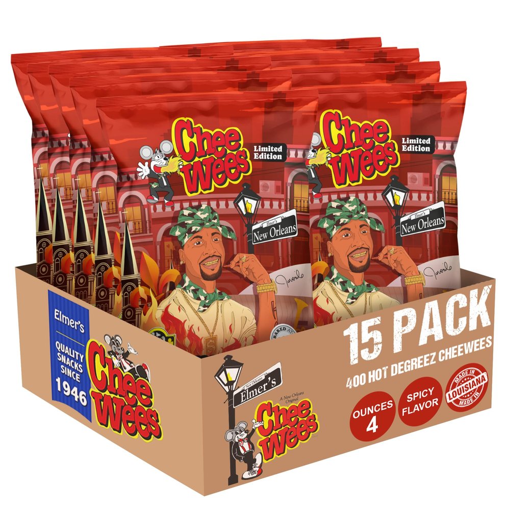 Elmer's New Orleans Chee Wees - LIMITED EDITION "Juvenile" 400 HOT Degreez, 4 oz (Pack of 15)