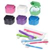 AmeriCan Goods 6/Pk Premium Denture Bath Box with 6/Pk Mini Denture Brushes Denture Retainer Bath Cases with Rinsing Basket & Brushes view 1