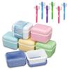 AmeriCan Goods 6/Pk Premium Euro Pastel Denture Care Bath Box Case with 6/Pk Mini Denture Brushes Denture Retainer Bath Cases with Rinsing Basket & Brushes view 2