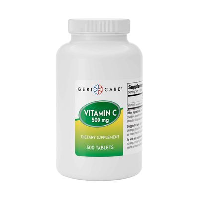 GeriCare Vitamin C 500 mg Antioxidant, Immune System Support, Nutritional Supplement Tablets, 500 Count (Pack of 1)