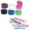 AmeriCan Goods 6/Pk Premium Curve Denture Bath Box with 6/Pk Mini Denture Brushes Clean & Care Denture Bath Case Cup with Brushes view 1