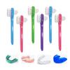 AmeriCan Goods 6/Pk Premium Curve Denture Bath Box with 6/Pk Mini Denture Brushes Clean & Care Denture Bath Case Cup with Brushes view 3