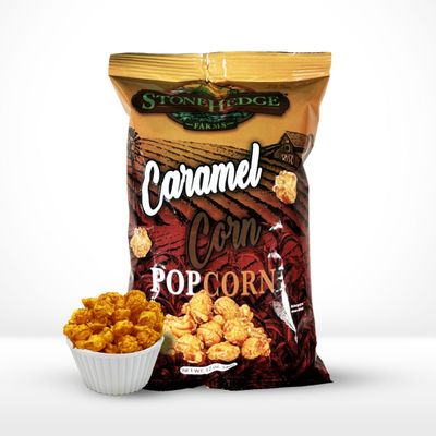 Stonehedge Farms Caramel Flavored Popcorn - 12 oz Bag - Bulk Gourmet Flavored Popped Popcorn - Made in USA