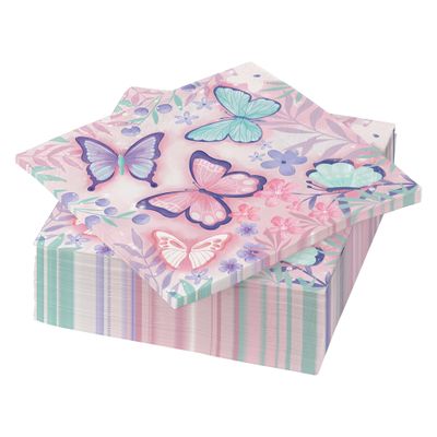 20 Pieces Butterfly Napkins 6.7x6.7 Purple Butterfly and Flower Guest Towels, Disposable Decorative Paper Dinner Napkins for Spring Summer Butterfly Birthday Wedding Holiday Party Tableware Decor