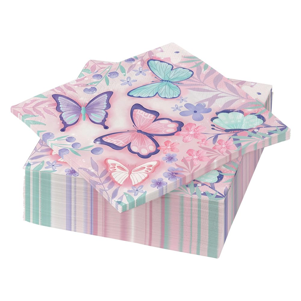 20 Pieces Butterfly Napkins 6.7x6.7 Purple Butterfly and Flower Guest Towels, Disposable Decorative Paper Dinner Napkins for Spring Summer Butterfly Birthday Wedding Holiday Party Tableware Decor