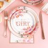 175 PCS Baby Shower Decorations for Girl, Floral Baby Shower Plates and Cups and Napkins Sets Serve 25, It's a Girl Plates Set for Baby Girl Gender Reveal Birthday Party Decorations view 3