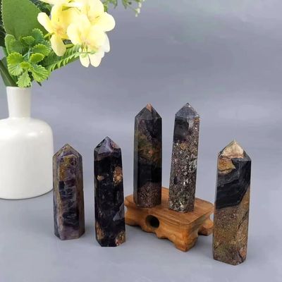 KatLin Beautiful Natural Crystal Stone Breccia Fluorite Root Point Wand Tower Witchcraft Home Decor (Size : 5PC)