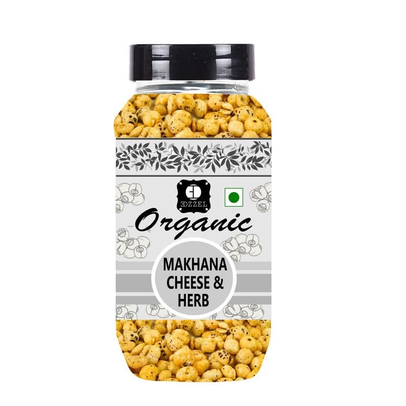 EDZZEL Organic Roasted Makhana Cheese & Herb Traditional Premium Quality Hygienically Packed | Vegan | Gluten Friendly | NON-GMO | Indian Origin - 300 gm