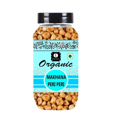 EDZZEL Organic Roasted Makhana Peri Peri Traditional Premium Quality Hygienically Packed | Vegan | Gluten Friendly | NON-GMO | Indian Origin - 400 gm