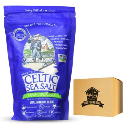 Fine Ground Celtic Sea Salt Bundle. Includes One-16 Oz Bag of Selina Naturally Celtic Sea Salt in a Good For My Home Box. One Lb of Unrefined and Kosher Salt! Fine Celtic Salt in Resealable Bags!