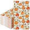 100Pcs Fall Guest Napkin Watercolor Pumpkin Greenery Disposable Paper Napkin Autumn Dinner Hand Napkin for Thanksgiving Harvest Bathroom Supplies, 4.3 x 7.8 inch view 1