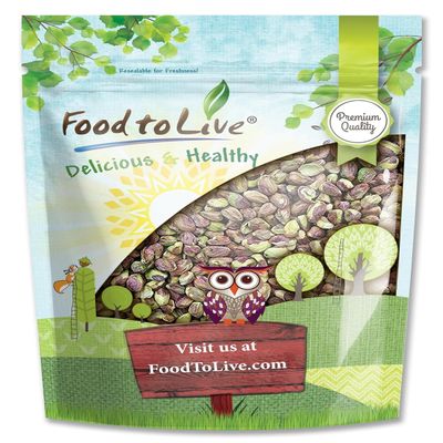 Food to Live No Shell Pistachios, 2 Pounds  Unsalted, Kernels, Sirtfood, Bulk. Pistachios Individual Packs. Wonderful Keto and Paleo Snack