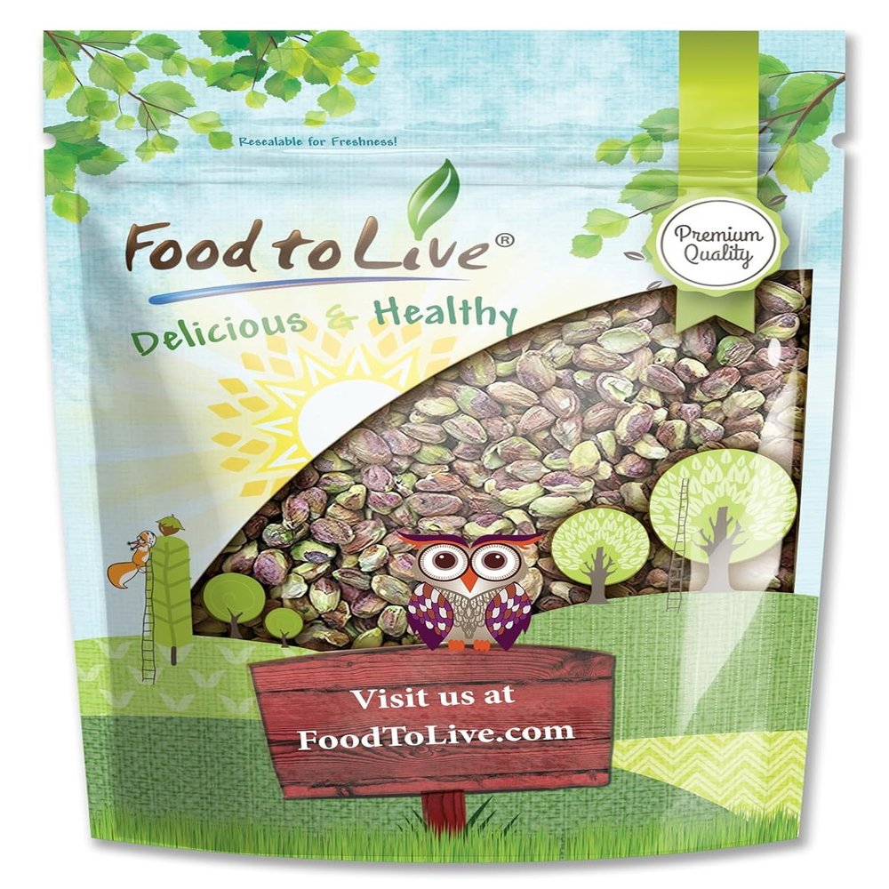 Food to Live No Shell Pistachios, 2 Pounds  Unsalted, Kernels, Sirtfood, Bulk. Pistachios Individual Packs. Wonderful Keto and Paleo Snack