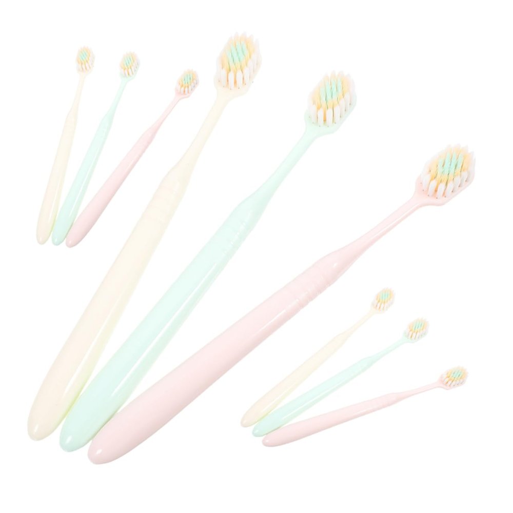 GLEAVI 9pcs Extra Soft Bristle Toothbrushes for Adults Gentle Care Household Toothbrushes Wide Brush Design Comfortable Cleaning for Gums and Teeth